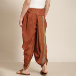 Men Rust Brown Solid Cotton Dhoti Pants